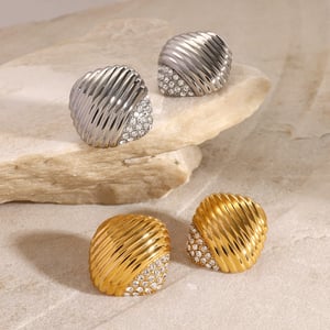 1 pair simple series retro geometric stainless steel  gold plated women stud earrings h5
